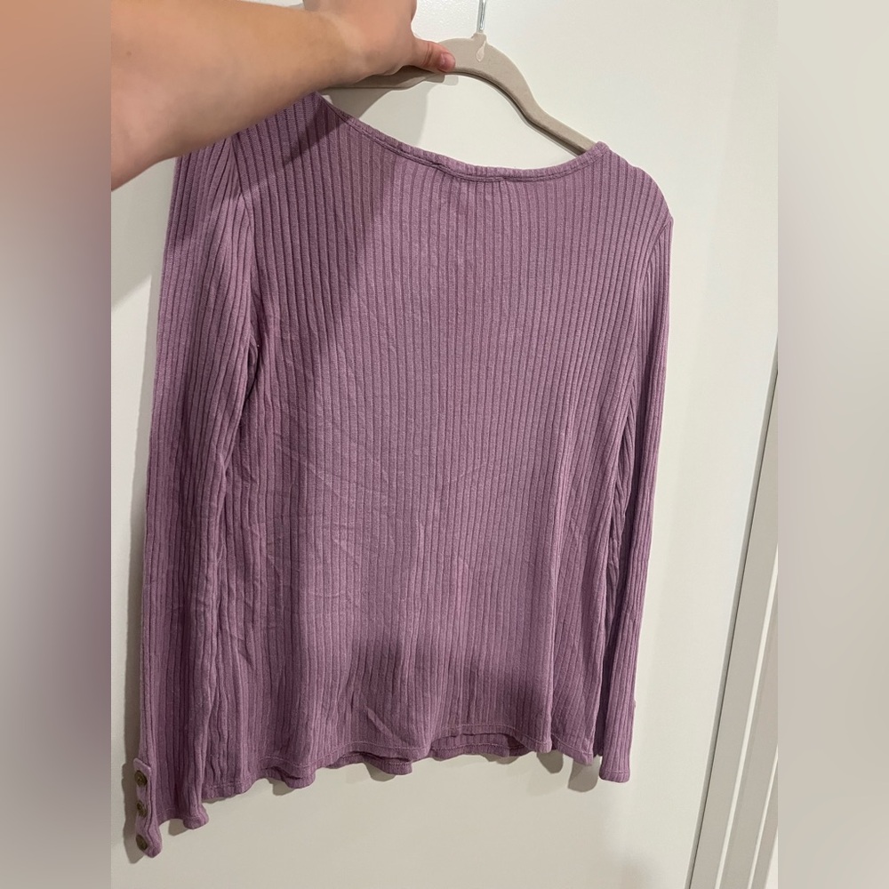 LOFT Lavender Ribbed Blouse - Picture 3 of 4